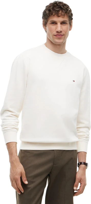 Tommy Hilfiger Men's, Ess Seasonal Fleece Crewneck Mw0Mw40000, Pullover Sweatshirt, Ivory Petal, S