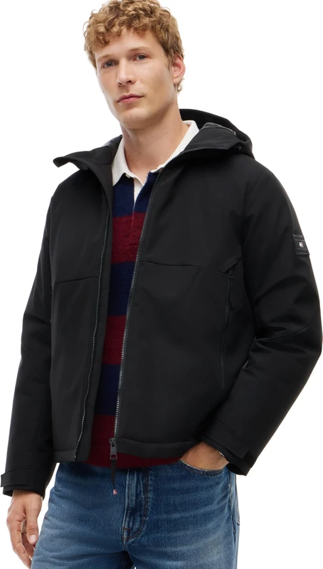 Tommy Hilfiger Men's, Tech Hooded Padded Jacket MW0MW44978, Other Jackets, Black, XXL