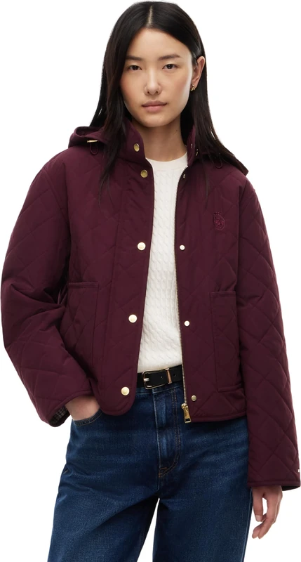Tommy Hilfiger Women's, Quilted Hood Jacket WW0WW51512, Other Jackets, Deep Burgundy, L