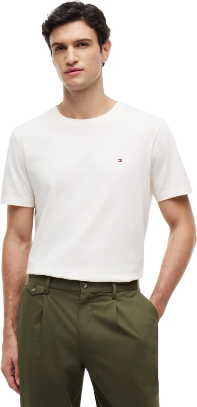 Tommy Hilfiger Men's, Ess Seasonal Reg Fit Solid Tee Mw0Mw39995, S/S T-Shirt, Ivory Petal, XXL