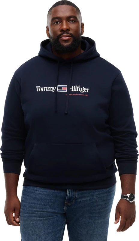 Tommy Hilfiger Men's, Bt-Rwb Graphic Fleece Hoodie-B MW0MW45703, Pullover Hoodie, Navy Blue, 3XL