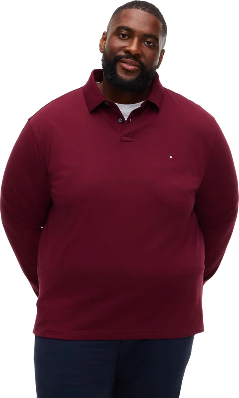 Tommy Hilfiger BT-1985 Burgundy Long Sleeve Polo - XXL