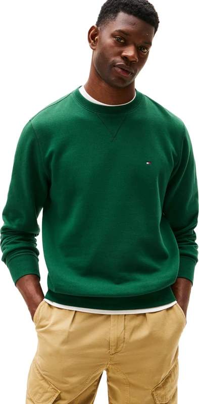 Tommy Hilfiger Men's, Ess Seasonal Fleece Crewneck Mw0Mw40000, Pullover Sweatshirt, Ornamental Green, XL
