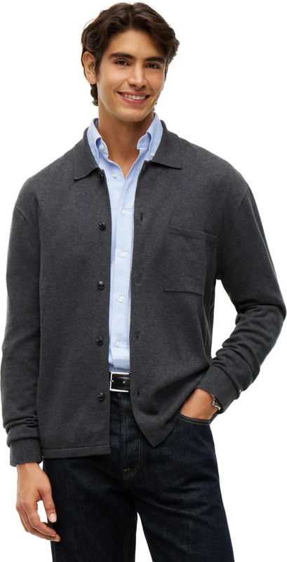 Tommy Hilfiger Men's, Essential Cotton Ls Over Shirt Mw0Mw40432, Other Sweaters, Dark Grey Heather, XS