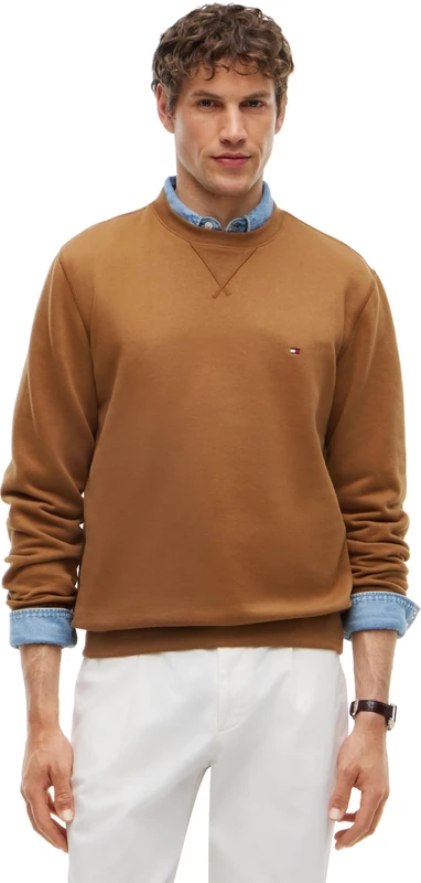 Tommy Hilfiger Men's, Ess Seasonal Fleece Crewneck Mw0Mw40000, Pullover Sweatshirt, Timeless Tawny, S