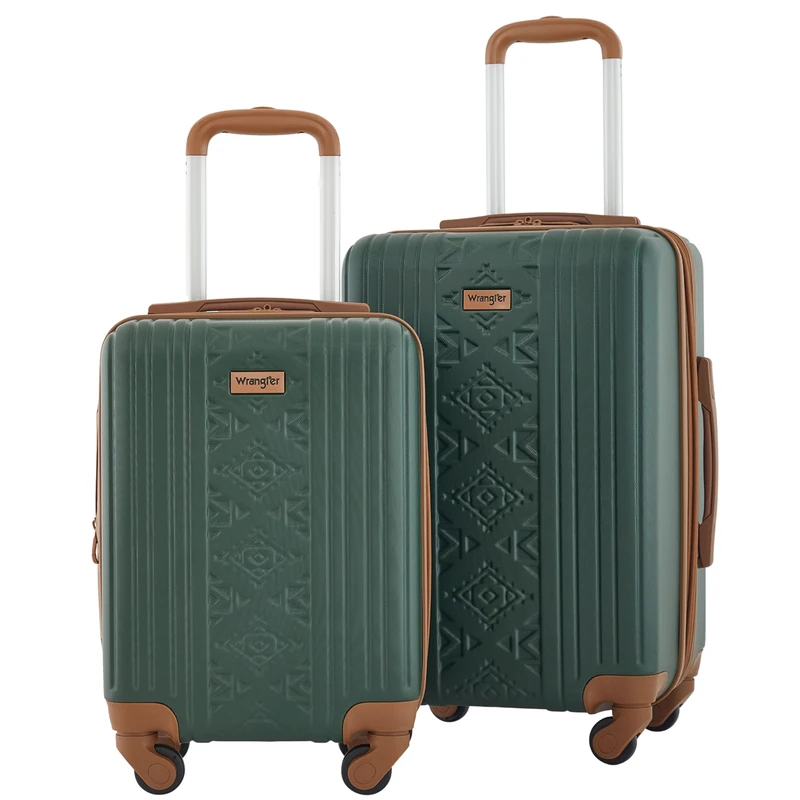 Wrangler 22" and 18" Heartland 2-Piece Carry-On Luggage Set, Satin Moss, 22" x 14" x 11", 22" and 18" Heartland 2-piece Carry-on Luggage Set