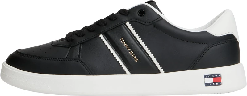 Tommy Jeans Men Lightweight Flag Leather Court EM0EM01758 Low Top, Black (Black), 11 - Image 1