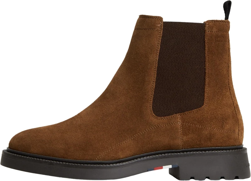 Tommy Hilfiger Men Corporate Casual Suede Chelsea FM0FM05952 Low Boots, BROWN (Coconut Grove), 10.5