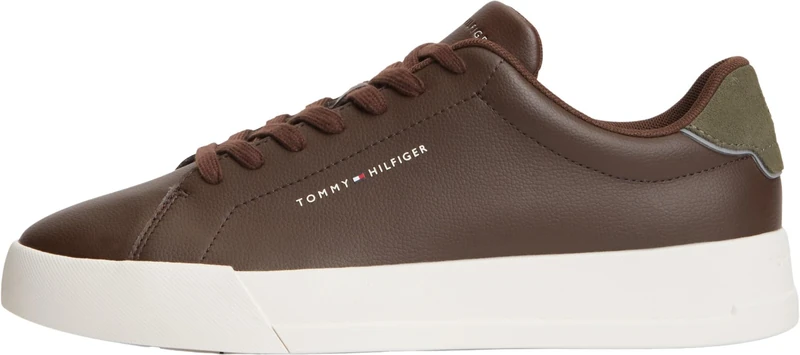 Tommy Hilfiger Men Th Court LTH Detail Ess Fm0Fm05367 Low Top, Brown (Cocoa/Platinum Olive), 13