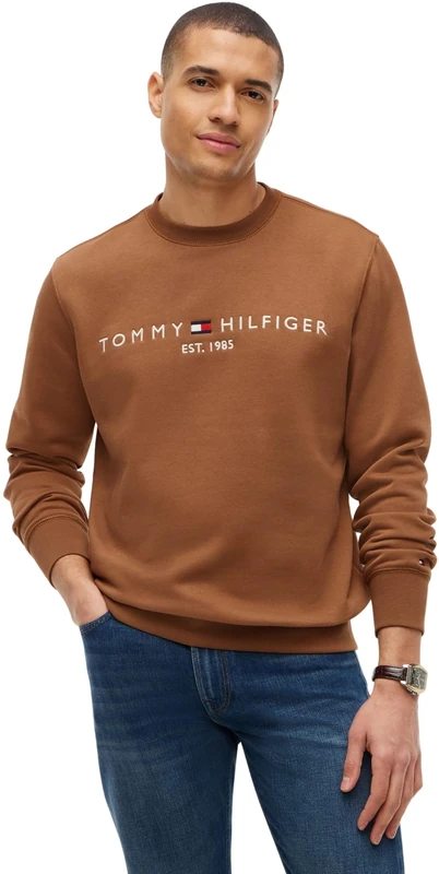Tommy Hilfiger Men's, Tommy Logo Sweatshirt Mw0Mw11596, Pullover Sweatshirt, Timeless Tawny, XS