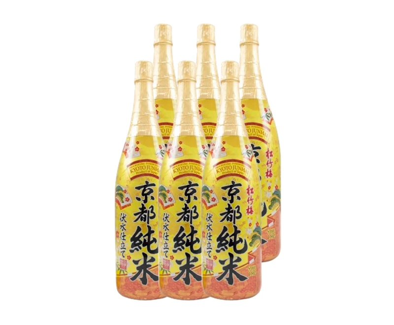 Shochikubai Kyoto Fushimizu Jiitate Junmai - Sake 1.8L 13.5% (Pack of 6) | Premium Japanese Junmai Sake | Smooth, Light & Balanced