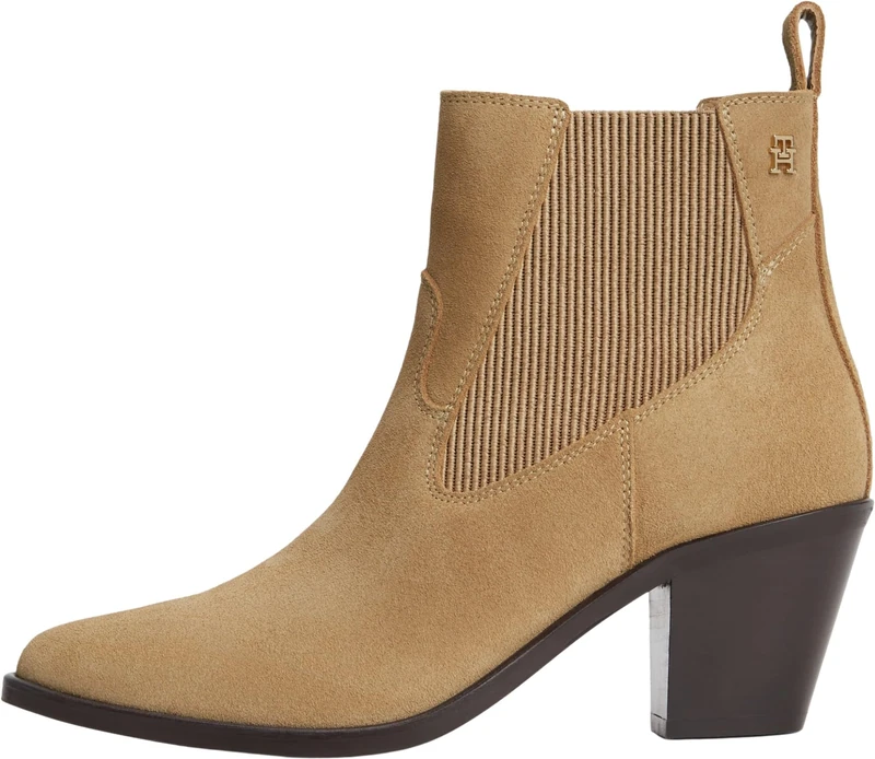 Tommy Hilfiger Women Suede Western Chelsea Boot FW0FW09581 Low Boots, KHAKI (Safari Canvas), 4