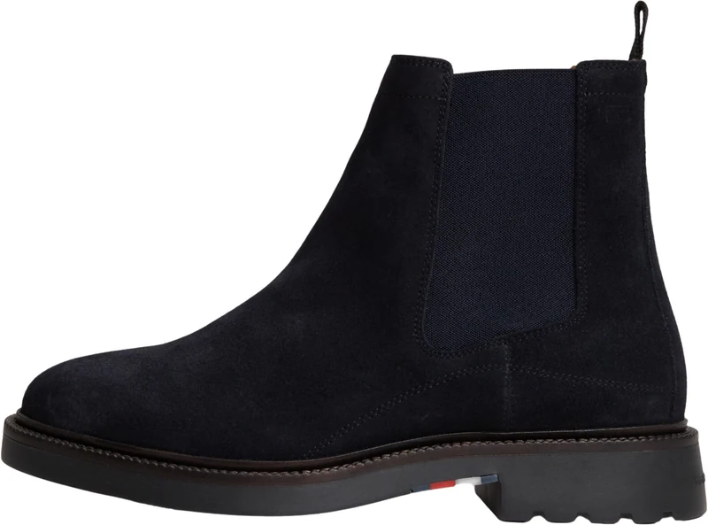 Tommy Hilfiger Men Corporate Casual Suede Chelsea FM0FM05952 Low Boots, BLUE (Navy Blue), 7