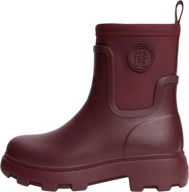 Tommy Hilfiger Women Th Stamp Warm Ankle Rain Boot FW0FW09544 Rainboots, RED (Oxblood), 7.5
