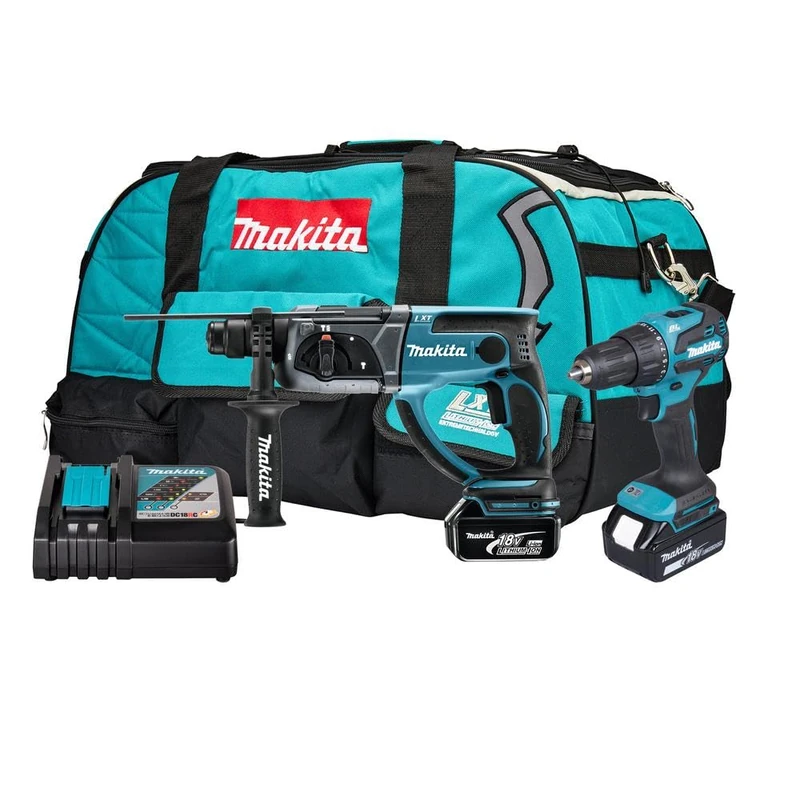 Makita DLX2563T 18V Li-ion LXT 2 Piece Combo Kit, Complete with 2 x 5.0 Ah Batteries and Charger, Supplied in a Tool Bag