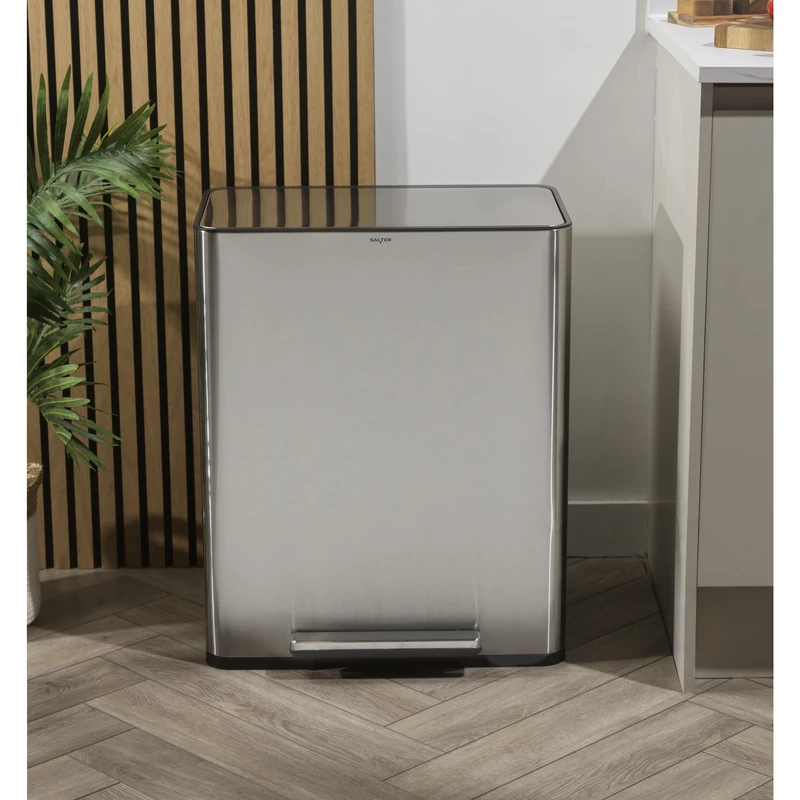 Salter Dual Recycle Kitchen Pedal Bin, 60L, 2 Compartments
