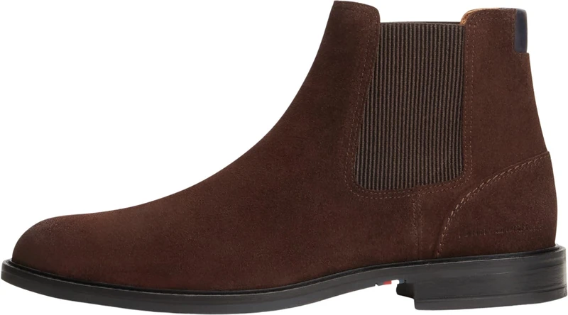 Tommy Hilfiger Men Corporate Dressy Suede Chelsea FM0FM05953 Low Boots, BROWN (Cocoa), 8
