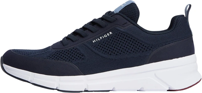 Tommy Hilfiger Men Light Knitted Hilfiger Runner FM0FM06010 Low Top, Blue (Navy Blue), 10 - Image 1