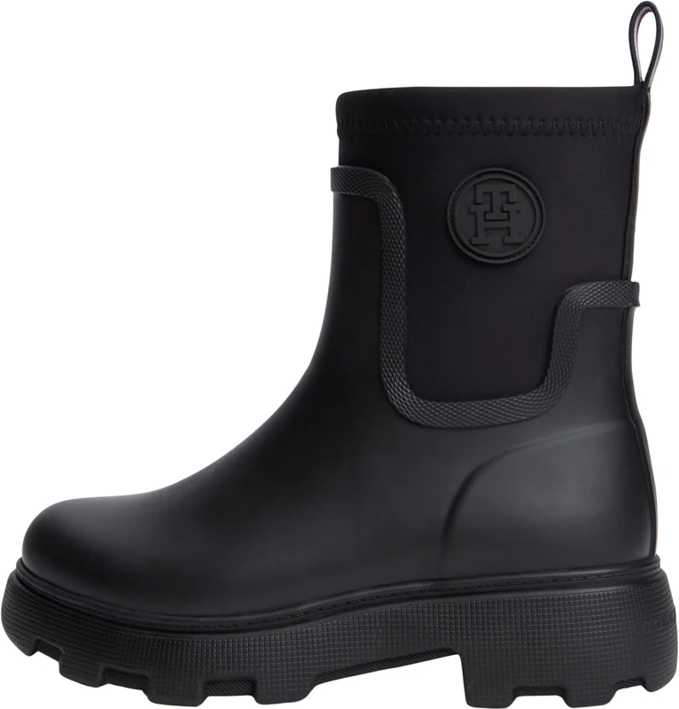 Tommy Hilfiger Women Th Stamp Warm Ankle Rain Boot FW0FW09544 Rainboots, BLACK (Black), 5