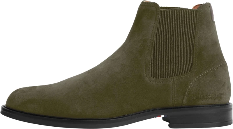 Tommy Hilfiger Men Corporate Dressy Suede Chelsea FM0FM05953 Low Boots, KHAKI (Platinum Olive), 11