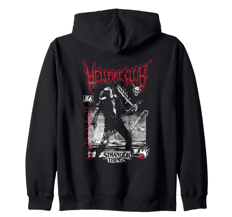 Stranger Things Eddie Hellfire Officially Licensed Zip Hoodie