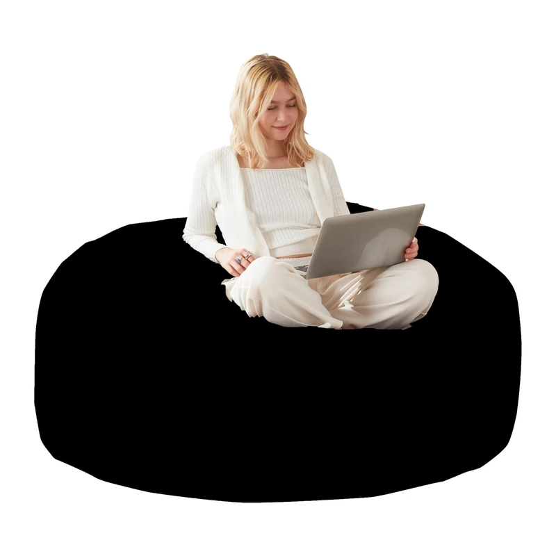 Ball & Cast 4ft Cord Bean Bag, Large Adult Bean Bag Chair with Filling Included, Comfy Chair, Living Room Furniture, Bedroom Furniture, Black
