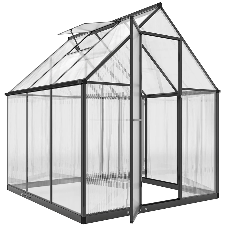 Outsunny 5.5 x 6ft Polycarbonate Greenhouse - Black Garden House