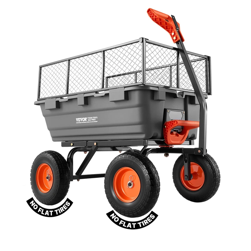 VEVOR Garden Dump Cart, 1200 lbs Poly Dump Cart, Garden Carts Dumps Wagon