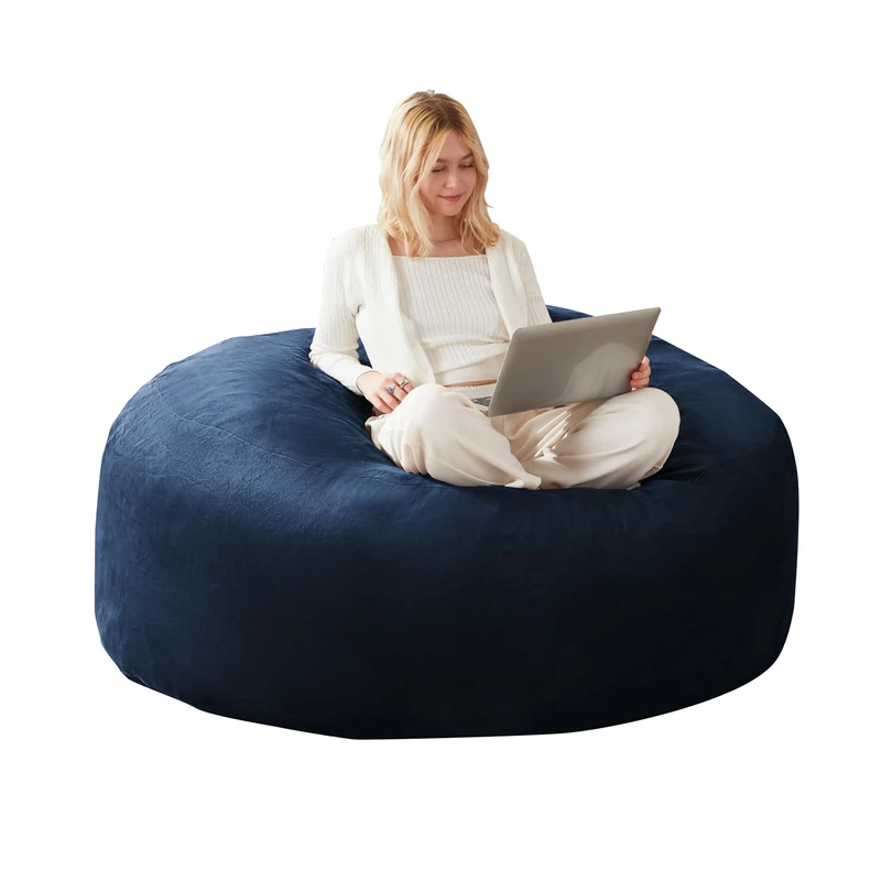 Ball & Cast 5ft Cord Bean Bag, Large Adult Bean Bag Chair with Filling Included, Comfy Chair, Living Room Furniture, Bedroom Furniture, Blue