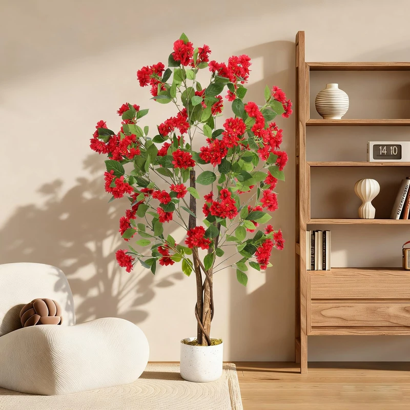 GarveeLife Artificial Scented Flower Tree (Osmanthus) in Pot, 120/150/180 cm, Artificial Plant for Balcony, Living Room & Office, Easy-Care Interior Decoration