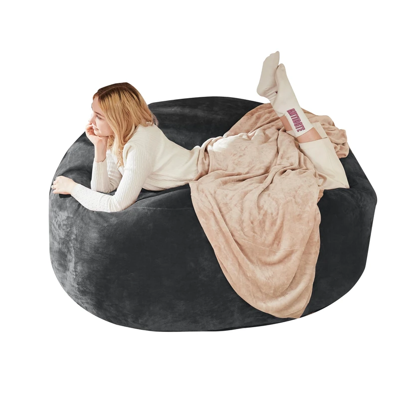 Ball & Cast 5ft Cord Bean Bag, Large Adult Bean Bag Chair with Filling Included, Comfy Chair, Living Room Furniture, Bedroom Furniture, Dark Gray