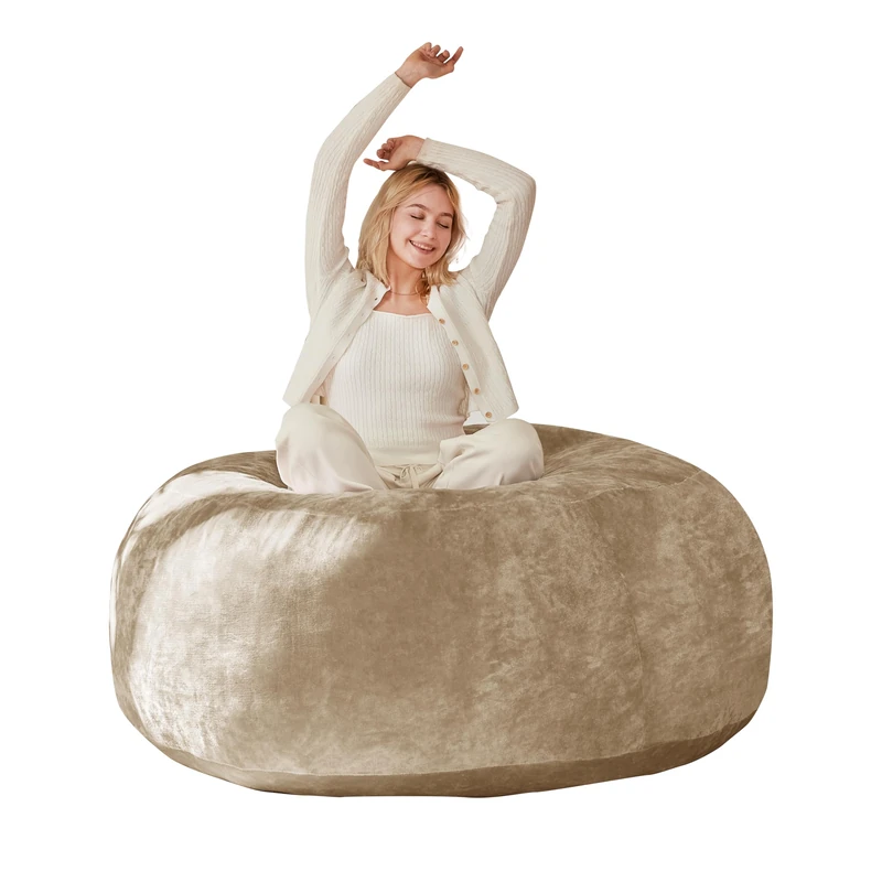 Ball & Cast 4ft Cord Bean Bag, Large Adult Bean Bag Chair with Filling Included, Comfy Chair, Living Room Furniture, Bedroom Furniture, Apricot
