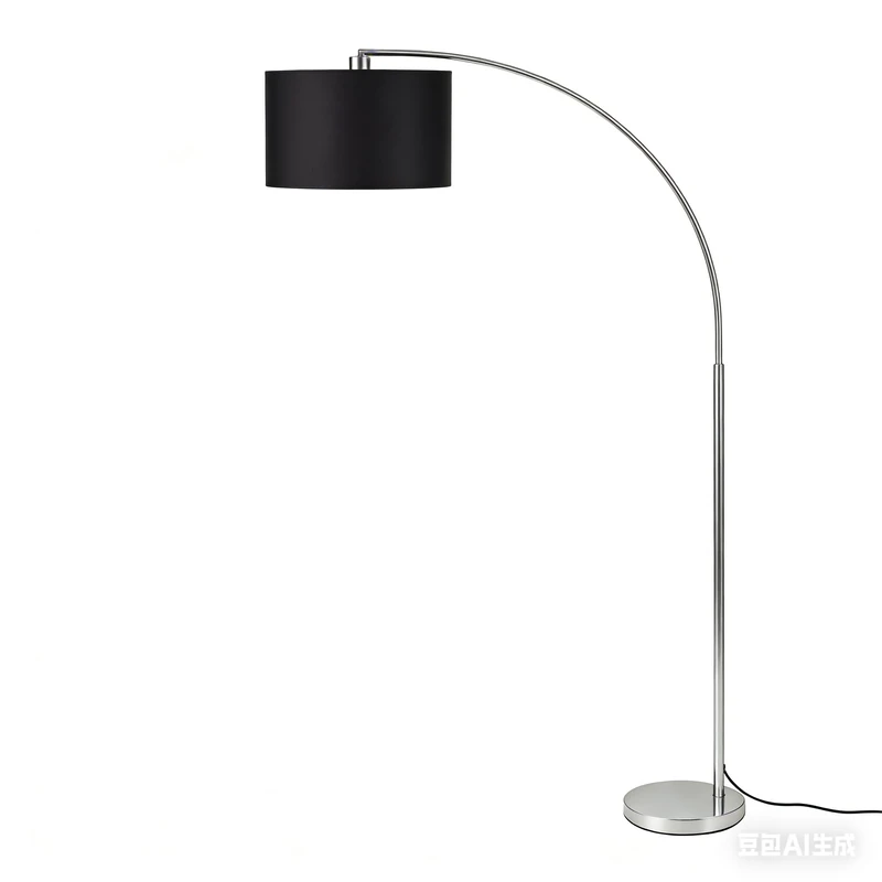 Stylish Arc Floor Lamp for Living Room, 200cm Tall Over Sofa Arc Standing Lamp with Black Fabric Lampshade, Sturdy 6kg Metal Base, Easy Foot Switch, 9W 3-Colour Bulb Included and Adjustable Lamp Head