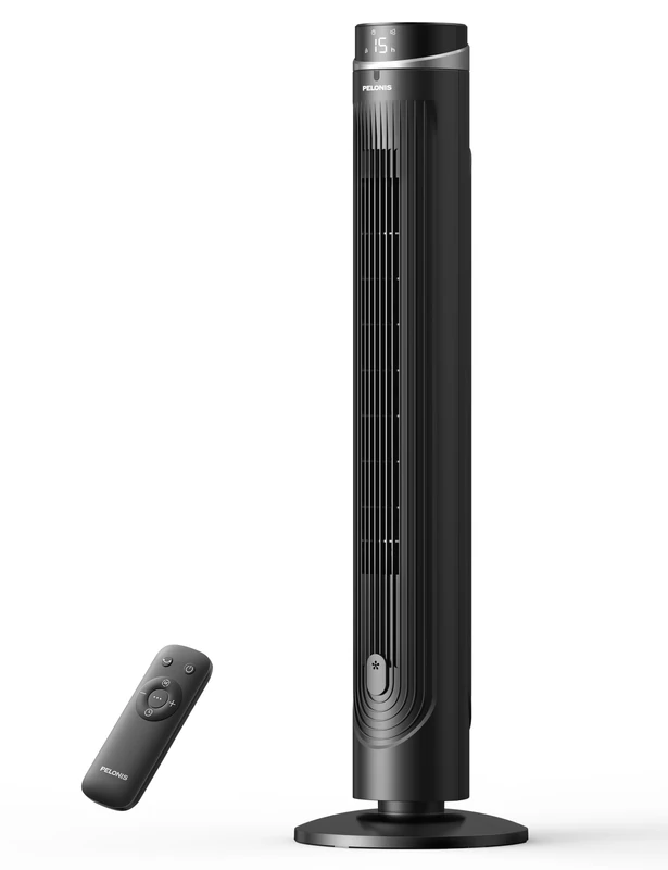 Pelonis Pedestal Fan with DC Motor, 12 Speeds, 90° Oscillation, AI Temperature Mode, 24H Timer, Touch and Control – Quiet and Efficient