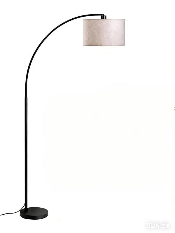 Stylish Arc Floor Lamp for Living Room, 200cm Tall Over Sofa Arc Standing Lamp with Soft Beige Lampshade, Sturdy 6kg Metal Base, Easy Foot Switch, 9W 3-Colour Bulb Included and Adjustable Lamp Head