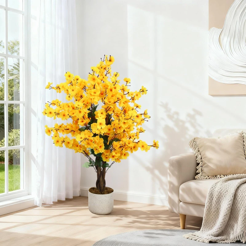 GarveeLife Artificial Plum Blossom 90/120/150 cm, Realistic Artificial Flower Branches, Artificial Plant for Home, Wedding & Office, Perfect Decoration - Image 1