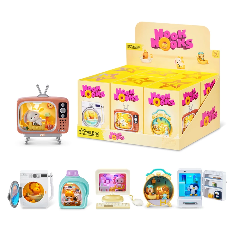 Nook Nooks Starbox Series 1 Blind Box Collectible 6 Pack by Starbox - Mini Collectible Animal Figurines with Themed Scenes and Surprise Accessories, Toy for Ages 3+.