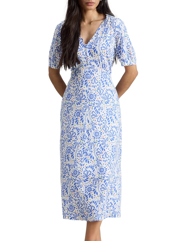 White Stuff Women's Megan Dress (Pack of 1), Ivory Mlt, 12 - Image 1