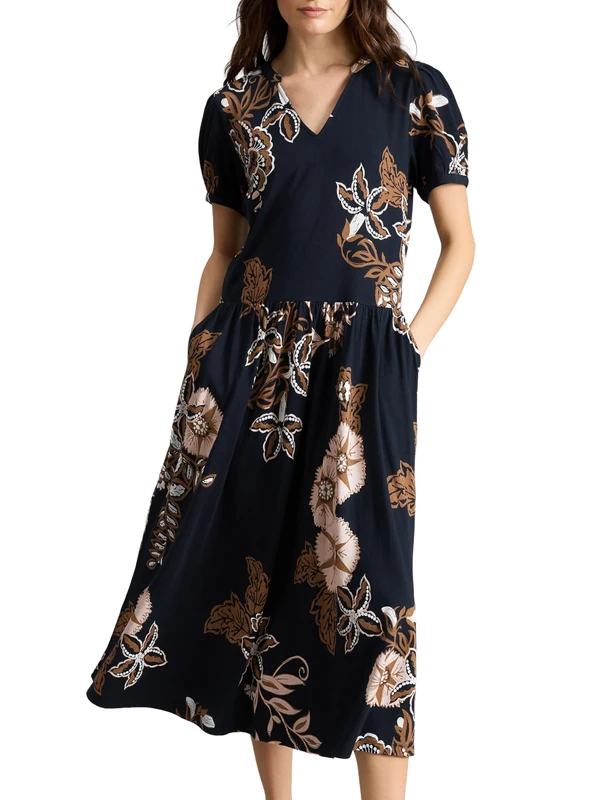 White Stuff Women's Leah Dress (Pack of 1), Navy Multi, 14