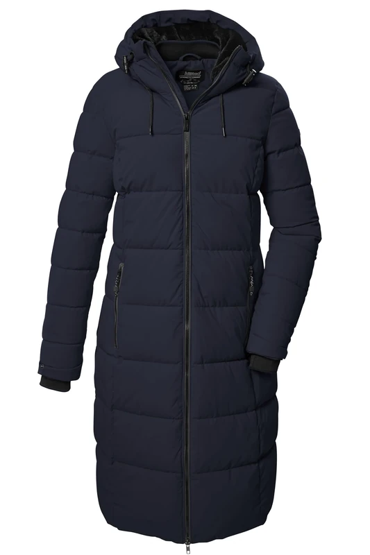 killtec KOW 56 WMN QLTD CT Women's Quilted Coat, Down Look, with Hood, Dark Navy, 46, 41810-000