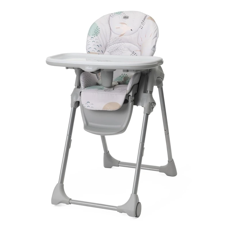 Chicco Polly Easy high Chair for Children Aged 6 to 36 Months, Height and Slope Adjustment, 4 Wheels, Compact Folding Function, Removable Tray and Adjustable footrest, 6-36 Months