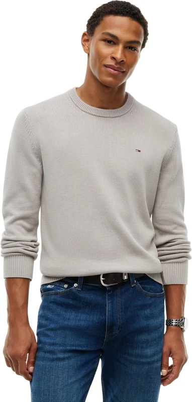 Tommy Jeans Men TJM Slim Ess Sweater Ext Dm0Dm21787 Pullover Sweater, Grey (Limestone Dust), XXL