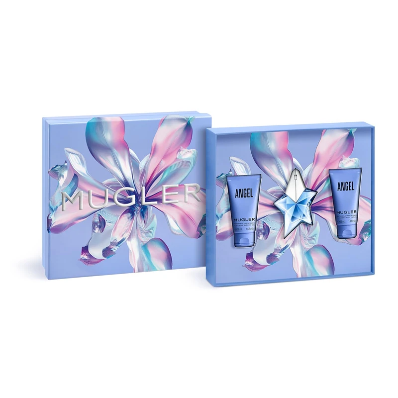 Mugler Angel - Women's Perfume Routine - Ambery & Woody - With Bergamot, Praline, and Patchouli - Eau de Parfum, 0.8 Fl Oz, 1.6 Fl Oz Lotion, 1.6 Fl Oz Shower Gel