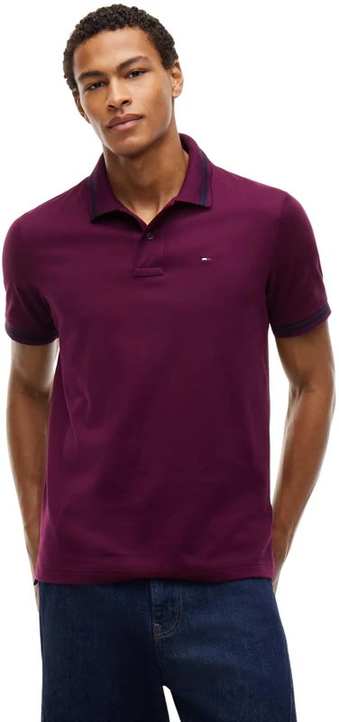 Tommy Jeans Men TJM Reg Tipped Polo Ext Dm0Dm22700 S/S Polo, Purple (Calypso Berry), L