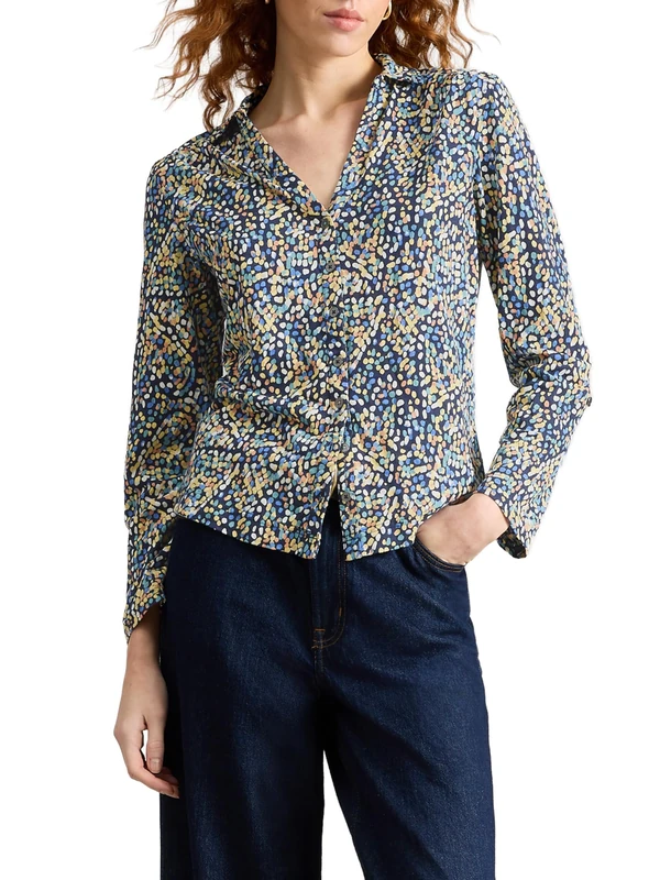 White Stuff Women's Annie Jersey - Long Sleeve Casual Shirt - Navy PR - Size 12 - Image 1