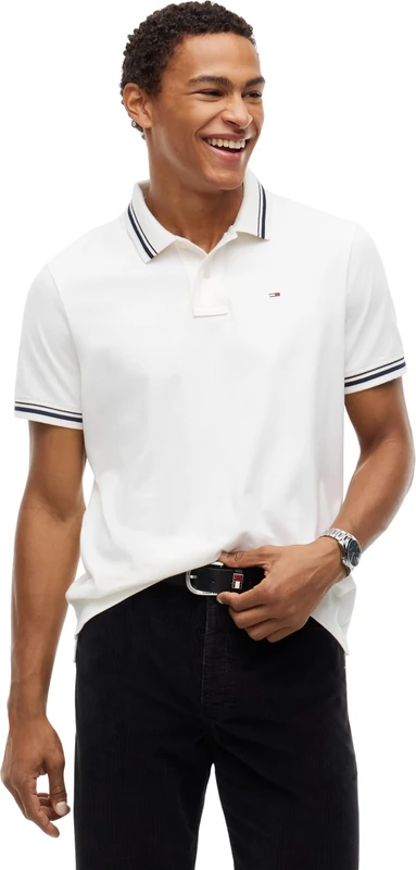 Tommy Jeans Men’s Polo Shirt Tipped Regular Fit, White (Off White), XXXL