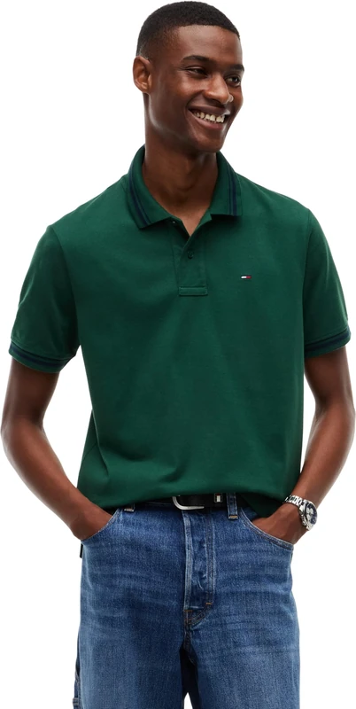 Tommy Jeans Men TJM Reg Tipped Polo Ext Dm0Dm22700 S/S Polo, Green (Velvet Green), 3XL