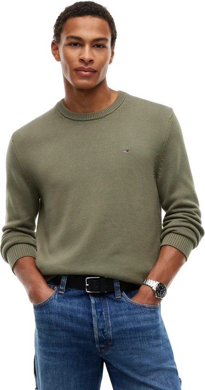 Tommy Jeans Men TJM Slim Ess Sweater Ext Dm0Dm21787 Pullover Sweater, Green (Rocky Mountain), S