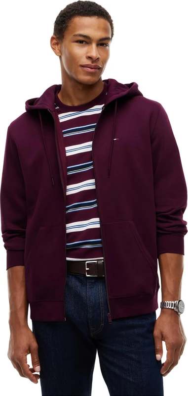 Tommy Jeans Men Tjm Reg S Flag Zip Fleece Thru Dm0Dm20743 Zip Through Hoodie, PURPLE (Calypso Berry), S