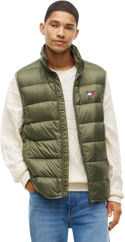 Tommy Jeans Men Tjm Light Down Vest Ext Dm0Dm23232 Vest, GREEN (Rocky Mountain), XS